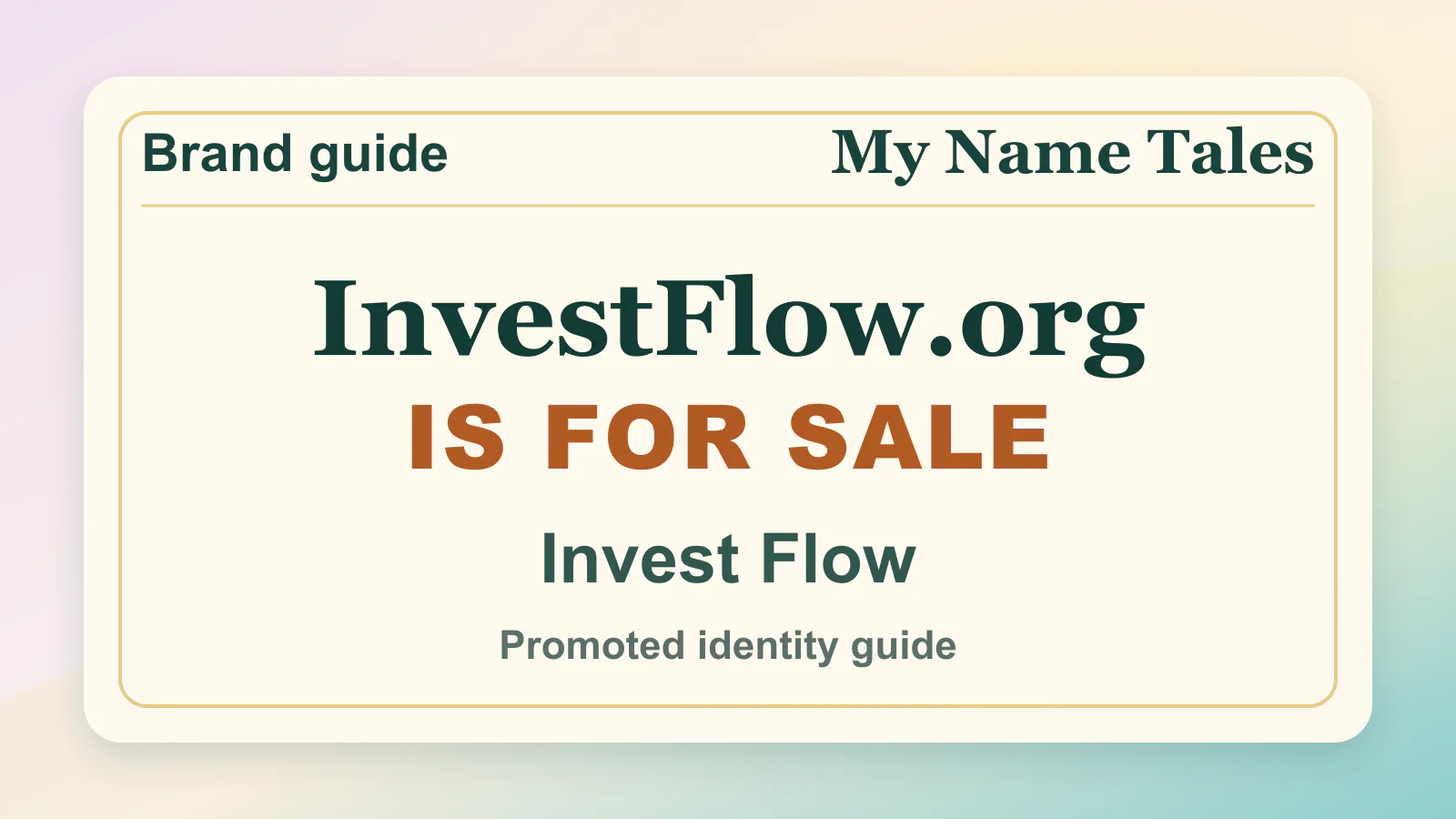 Invest Flow brandable domain guide thumbnail on My Name Tales