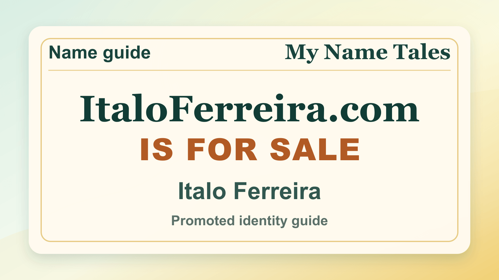 Italo Ferreira identity guide image — ItaloFerreira.com is for sale
