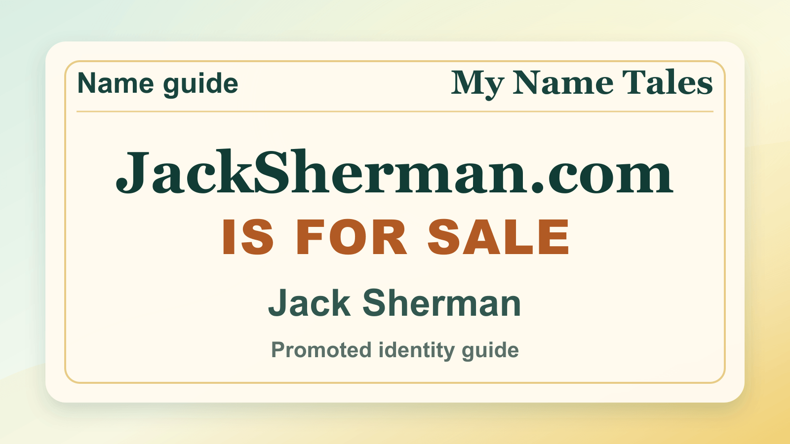 Jack Sherman identity guide image — JackSherman.com is for sale