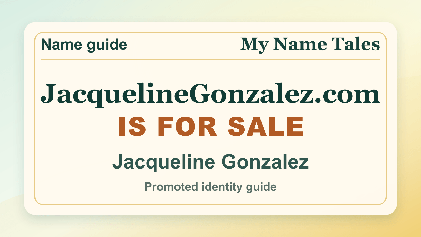 Jacqueline Gonzalez identity guide image — JacquelineGonzalez.com is for sale