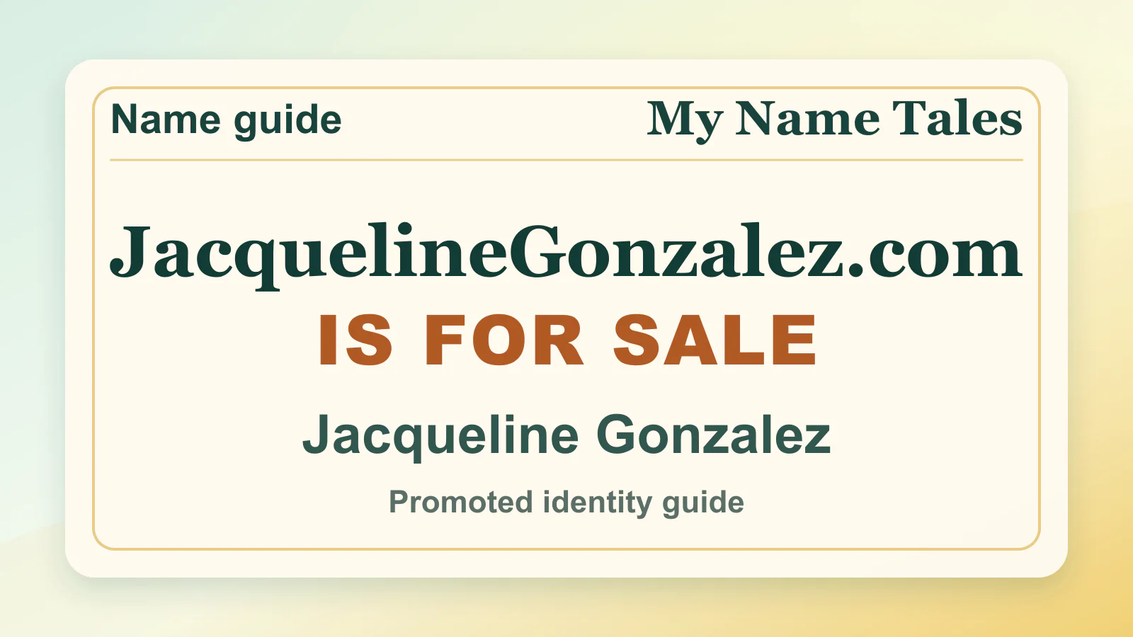 Jacqueline Gonzalez personal name guide thumbnail on My Name Tales