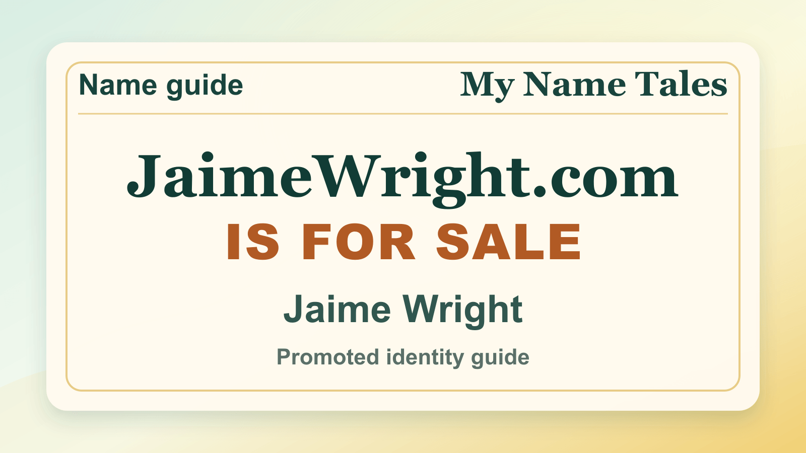 Jaime Wright identity guide image — JaimeWright.com is for sale