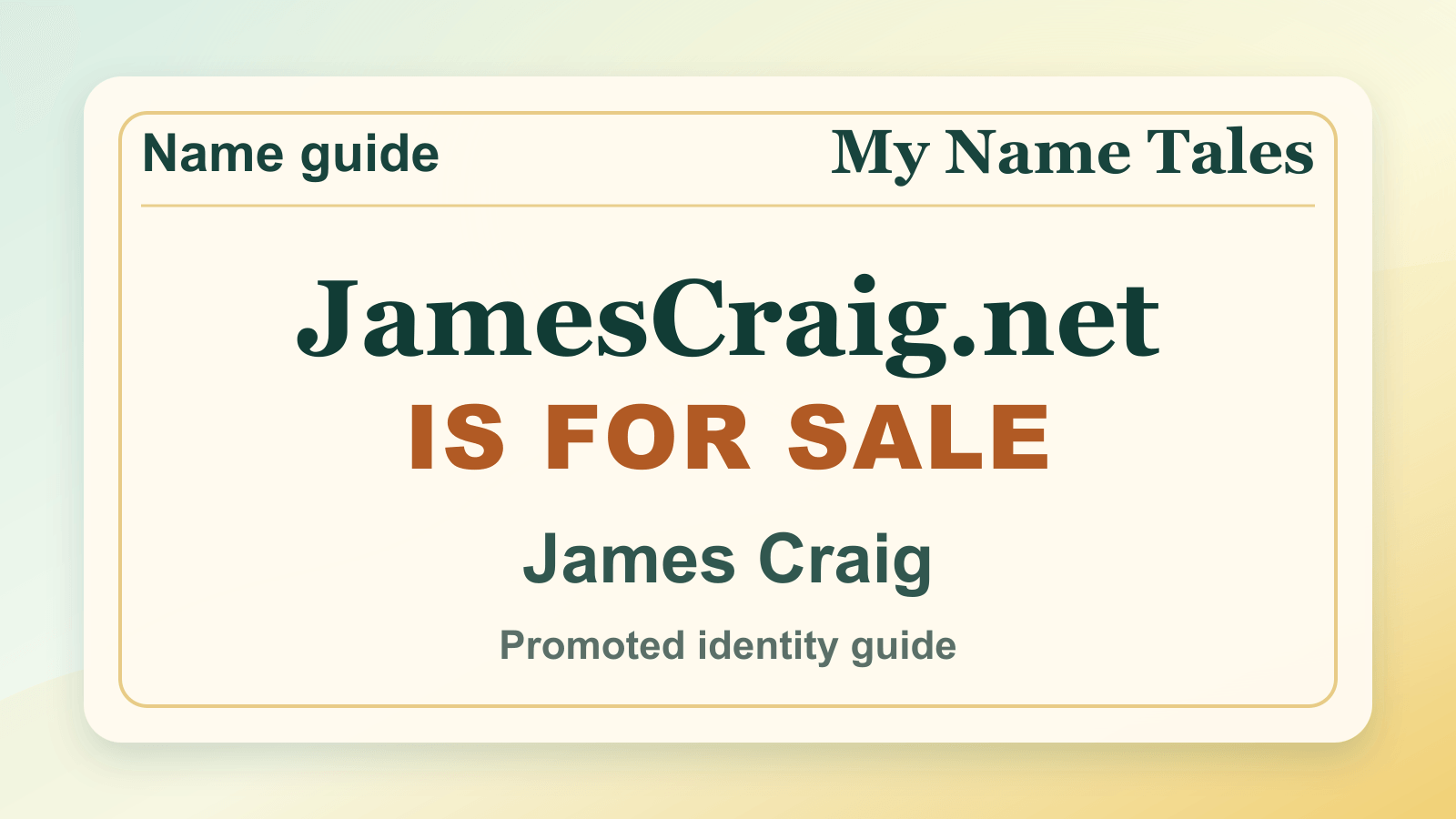 James Craig identity guide image — JamesCraig.net is for sale