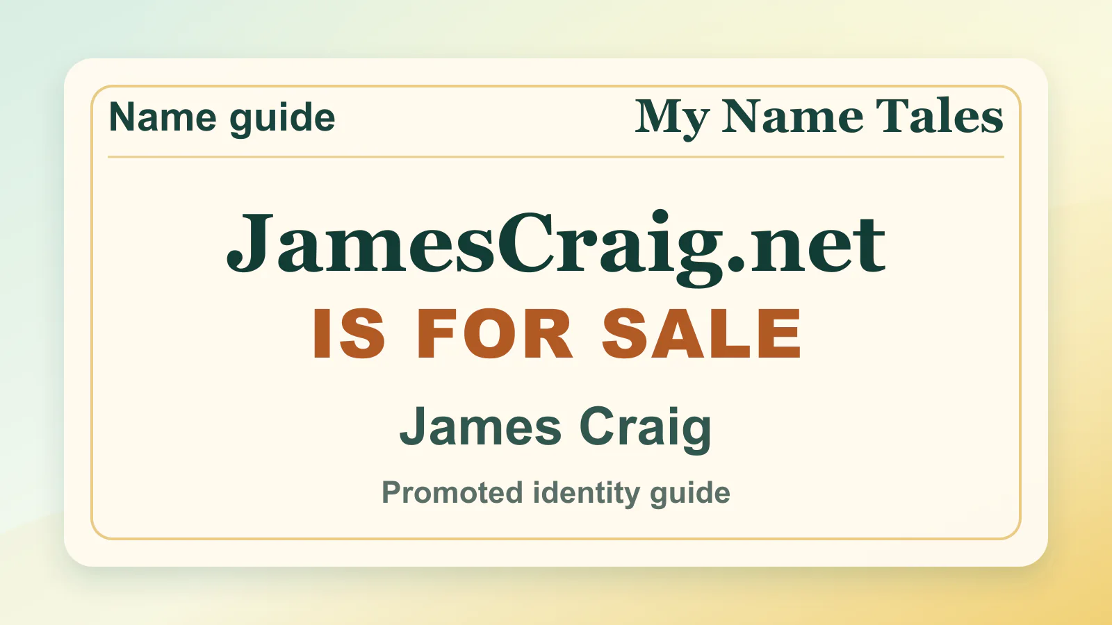 James Craig personal name guide thumbnail on My Name Tales