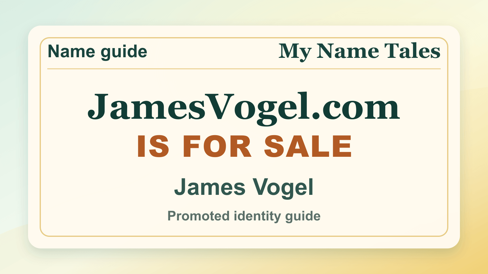 James Vogel identity guide image — JamesVogel.com is for sale