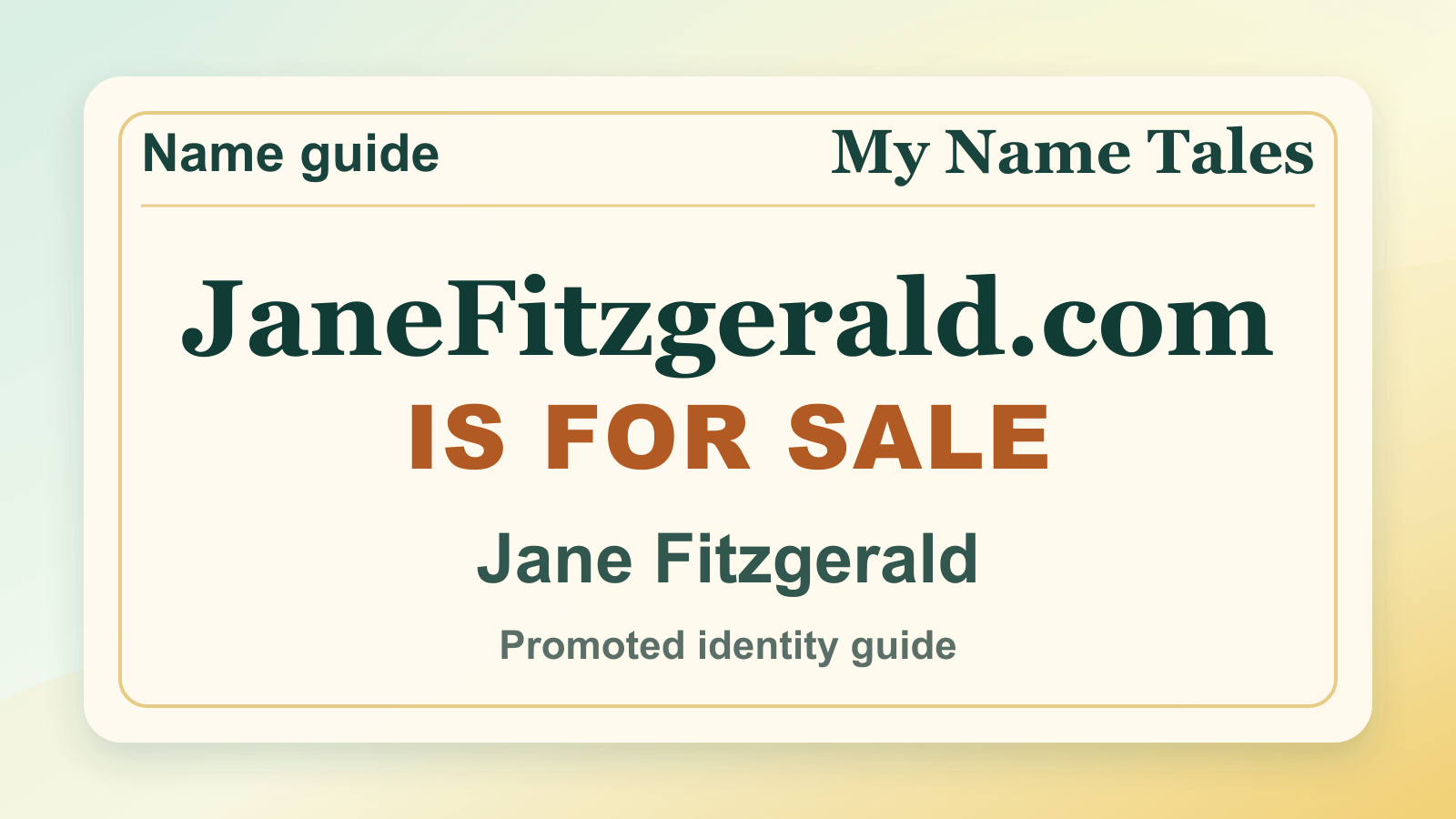 Jane Fitzgerald identity guide image — JaneFitzgerald.com is for sale