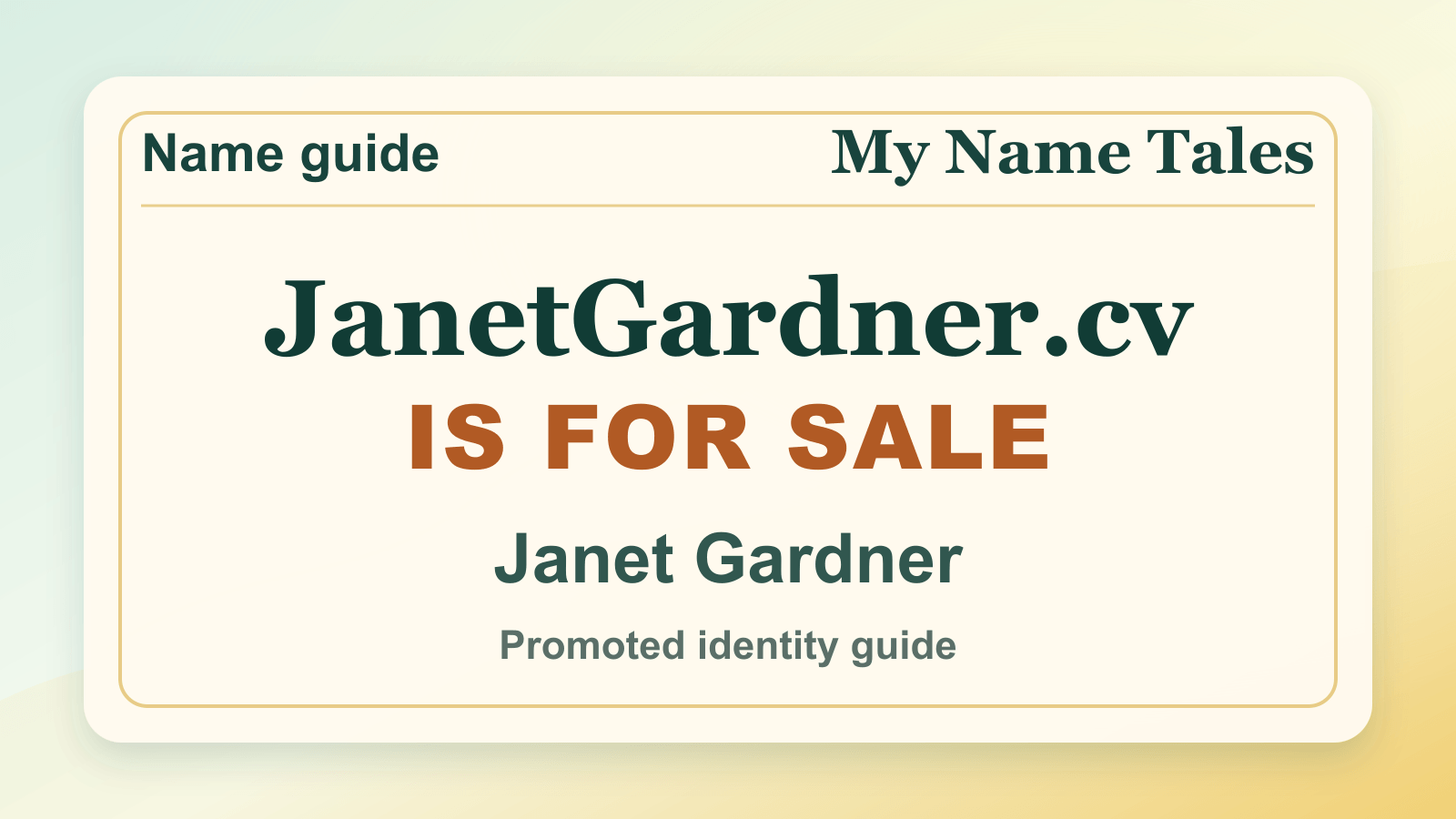 Janet Gardner identity guide image — JanetGardner.cv is for sale