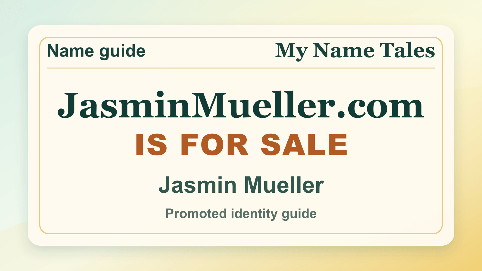 Jasmin Mueller identity guide image — JasminMueller.com is for sale