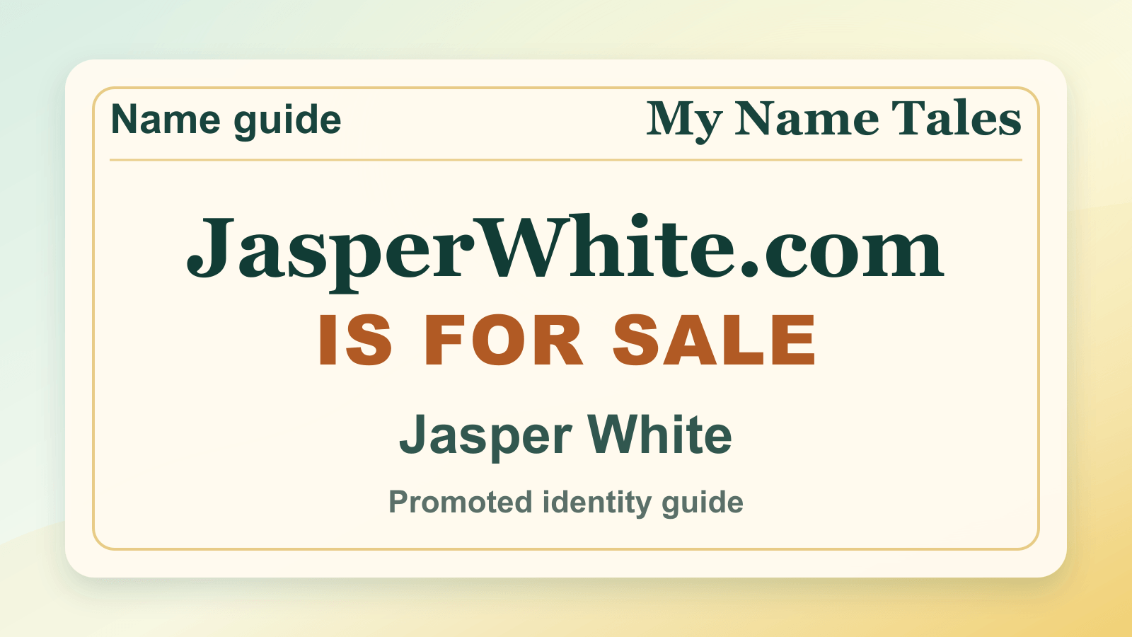 Jasper White identity guide image — JasperWhite.com is for sale