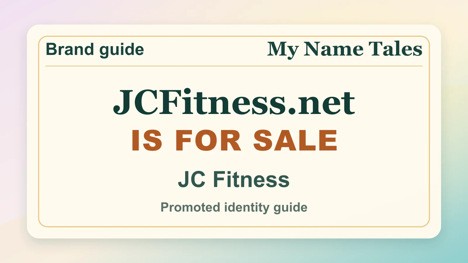 JC Fitness brandable domain guide thumbnail on My Name Tales