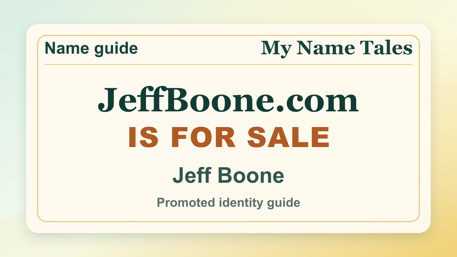 Jeff Boone identity guide image — JeffBoone.com is for sale