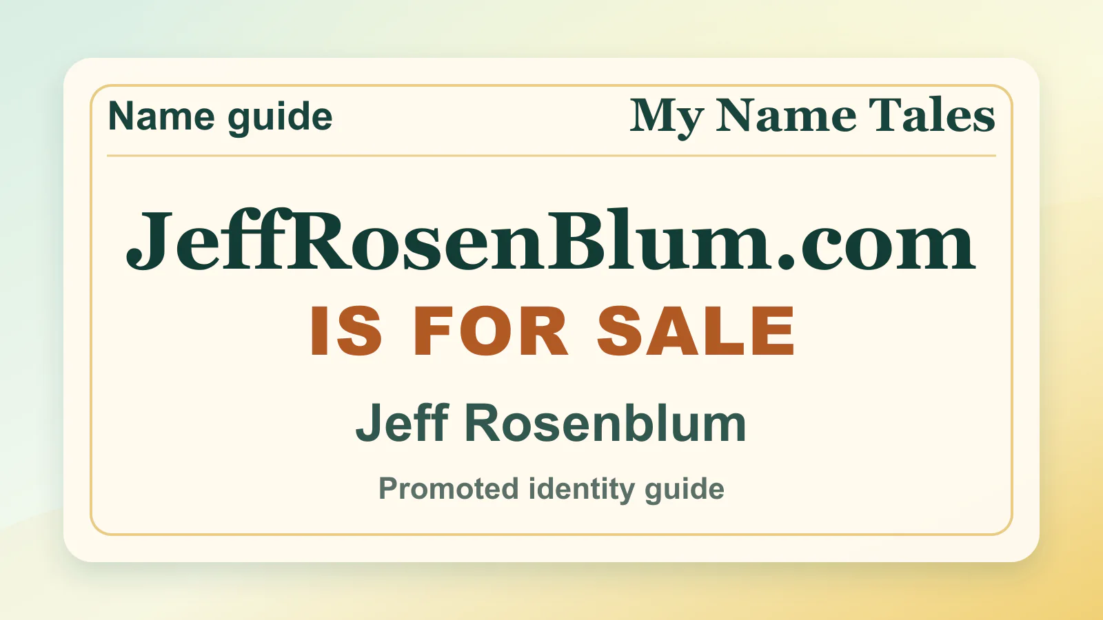 Jeff Rosenblum personal name guide thumbnail on My Name Tales