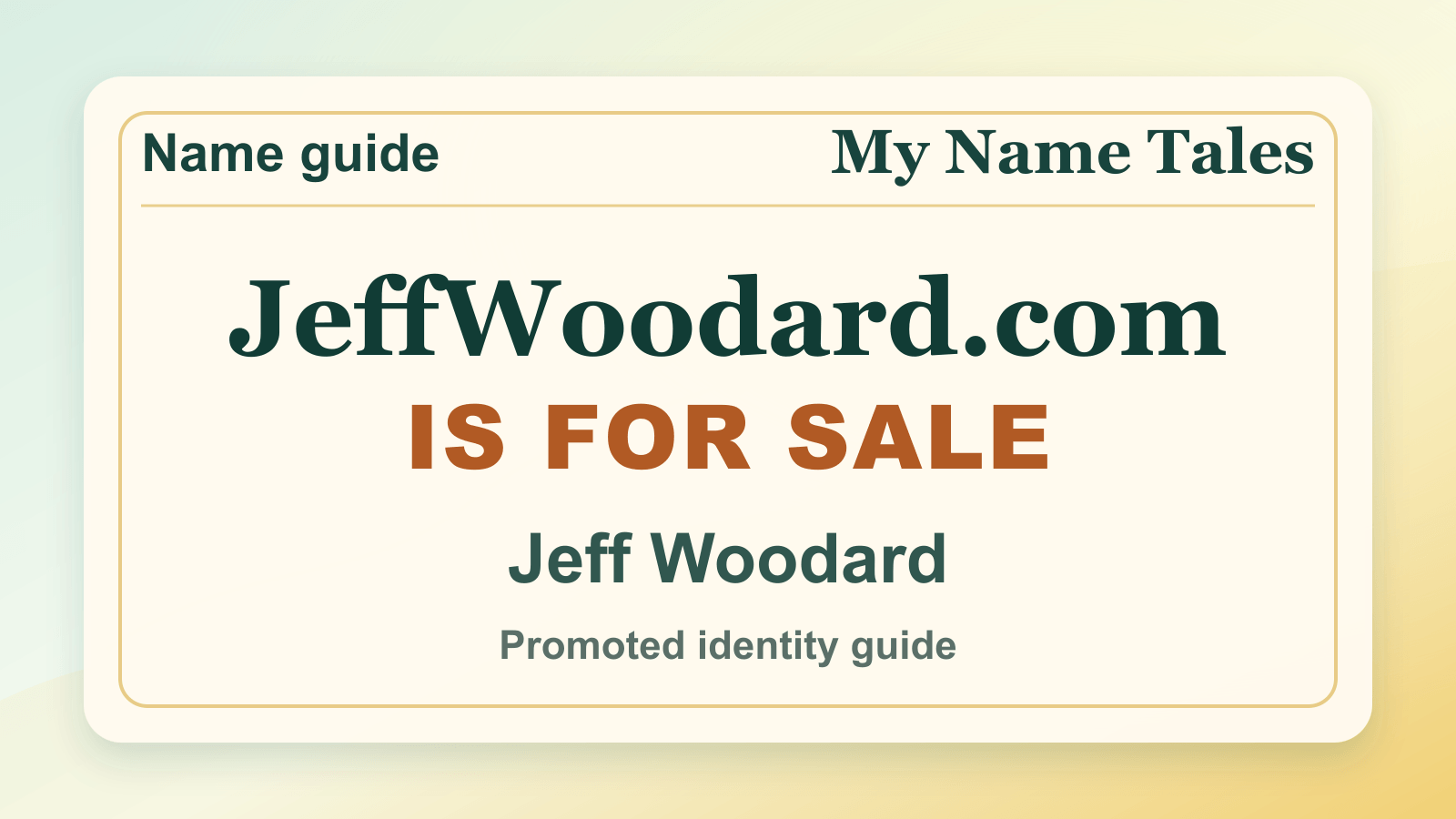 Jeff Woodard identity guide image — JeffWoodard.com is for sale