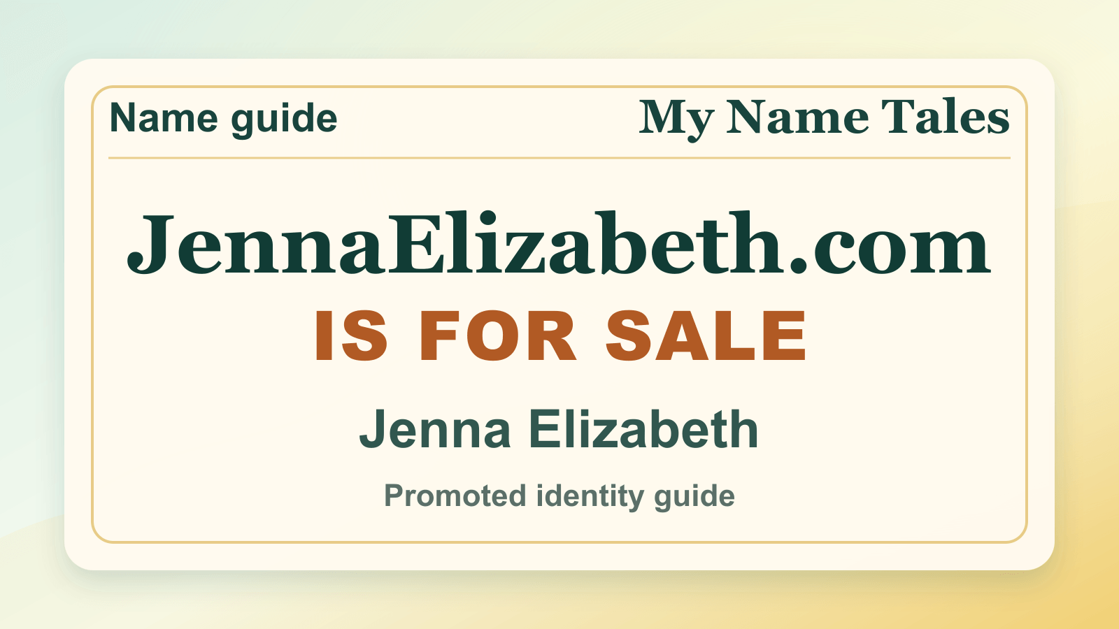 Jenna Elizabeth identity guide image — JennaElizabeth.com is for sale
