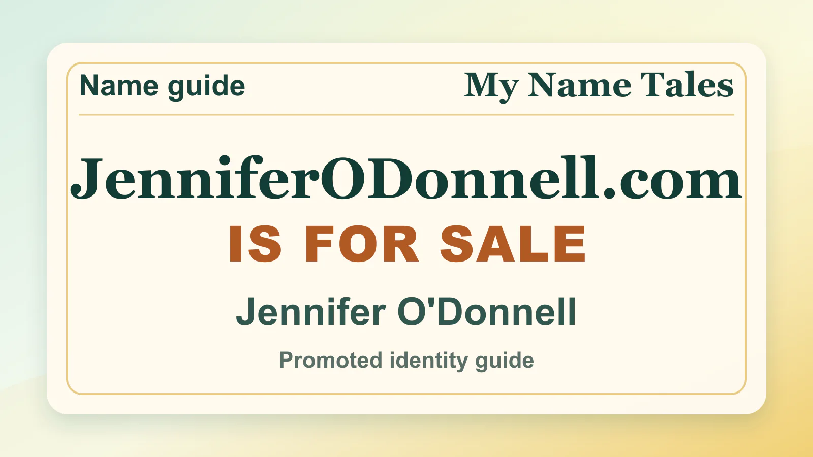 Jennifer O'Donnell personal name guide thumbnail on My Name Tales