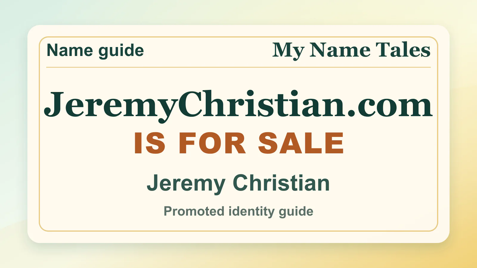 Jeremy Christian personal name guide thumbnail on My Name Tales