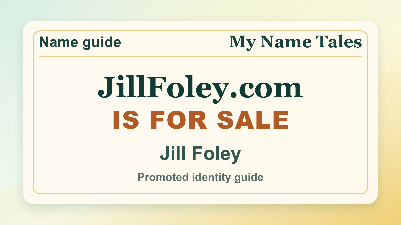 Jill Foley identity guide image — JillFoley.com is for sale