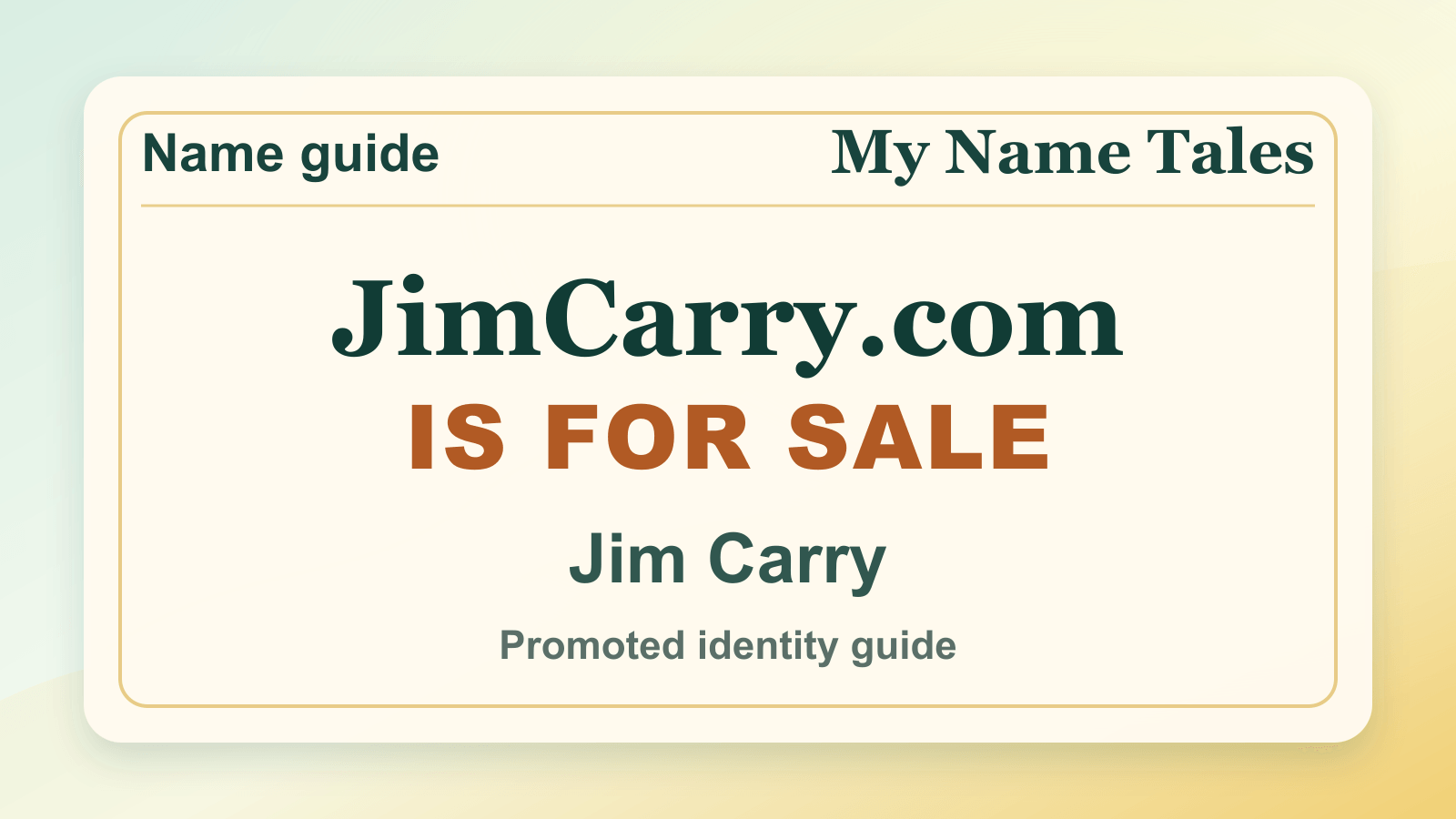 Jim Carry identity guide image — JimCarry.com is for sale