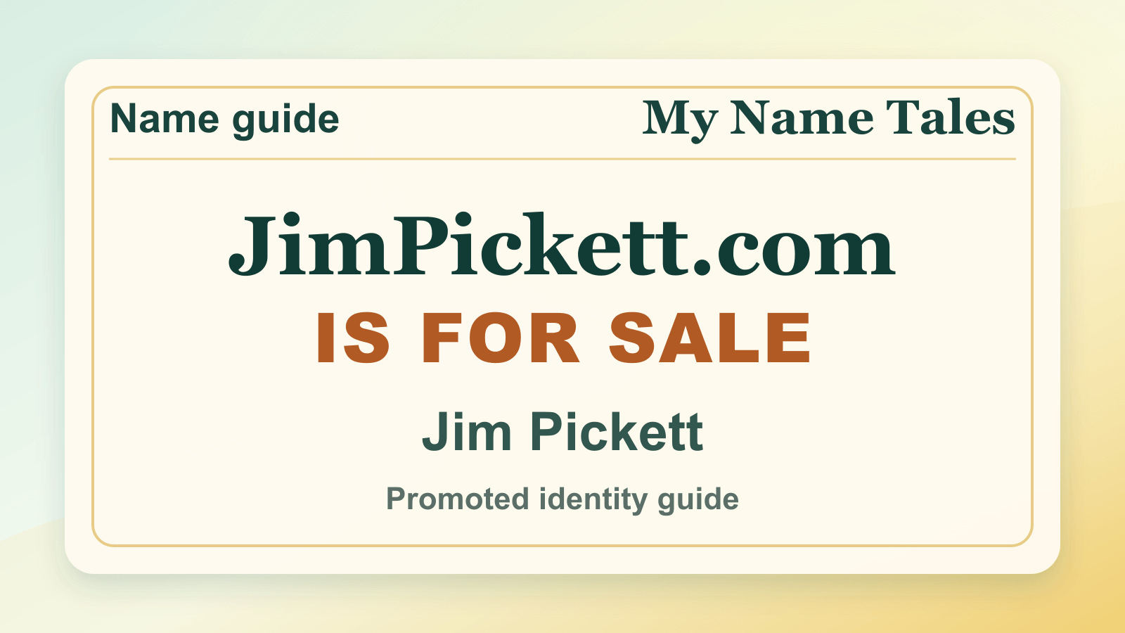 Jim Pickett identity guide image — JimPickett.com is for sale