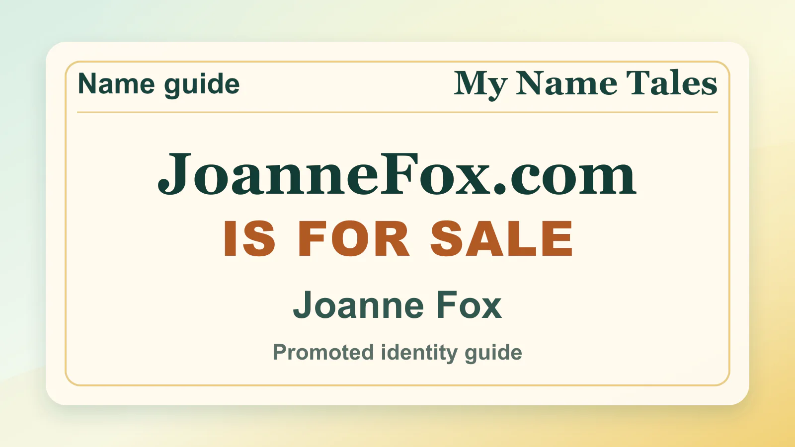 Joanne Fox personal name guide thumbnail on My Name Tales