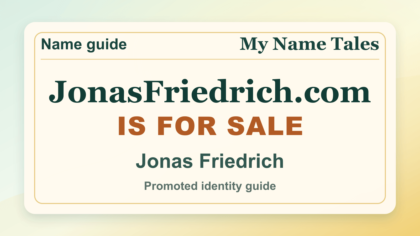 Jonas Friedrich identity guide image — JonasFriedrich.com is for sale