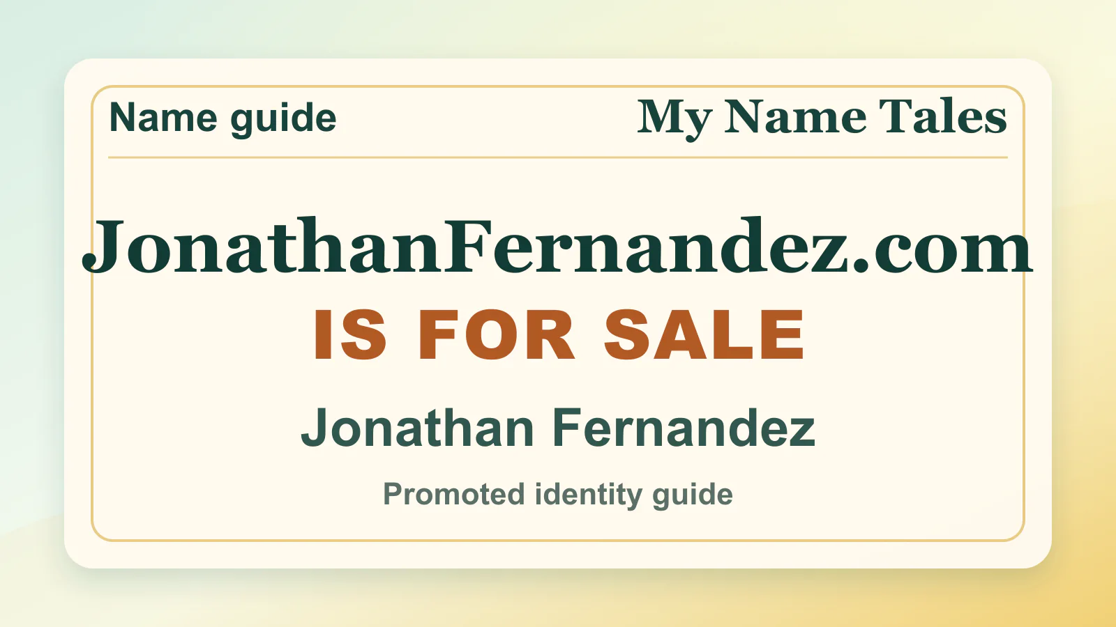 Jonathan Fernandez personal name guide thumbnail on My Name Tales