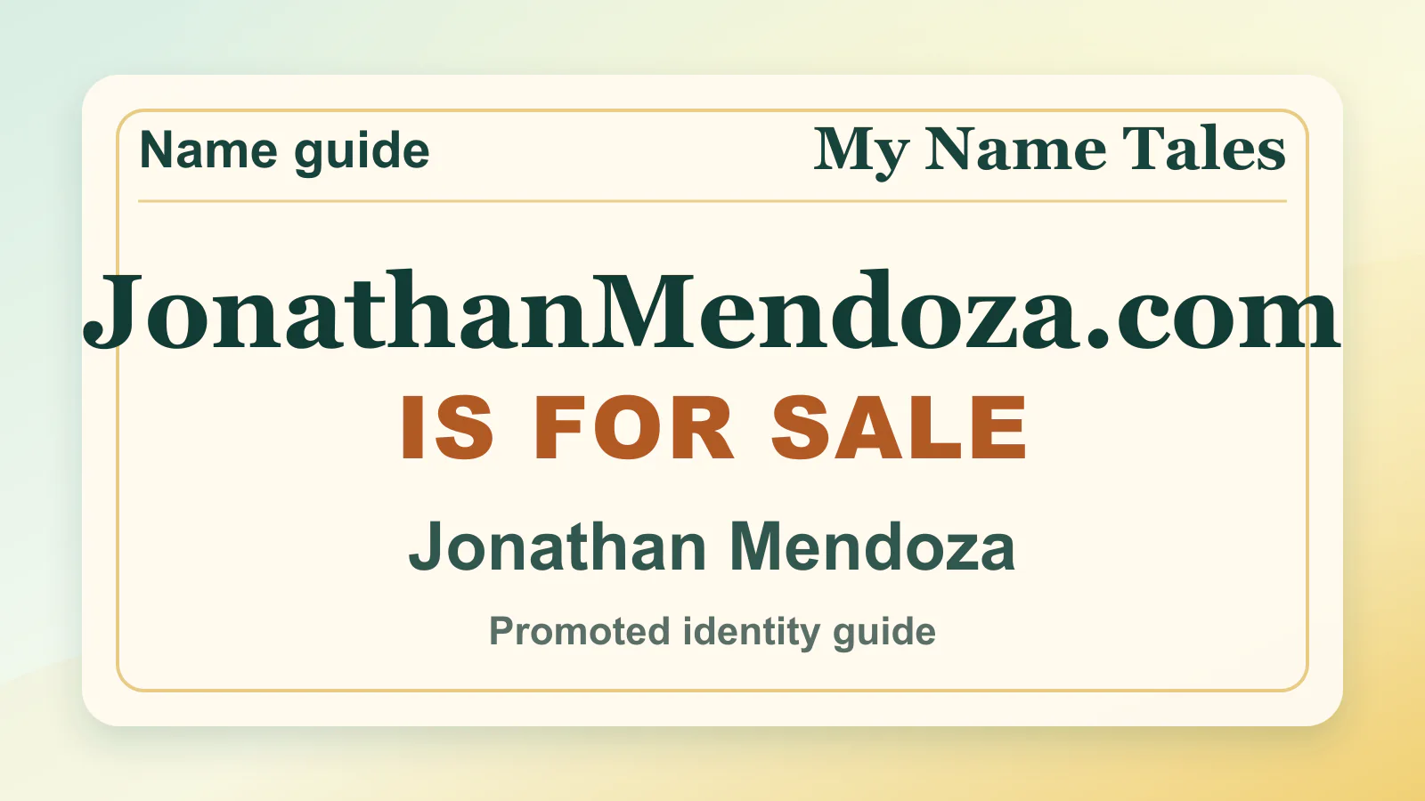 Jonathan Mendoza personal name guide thumbnail on My Name Tales