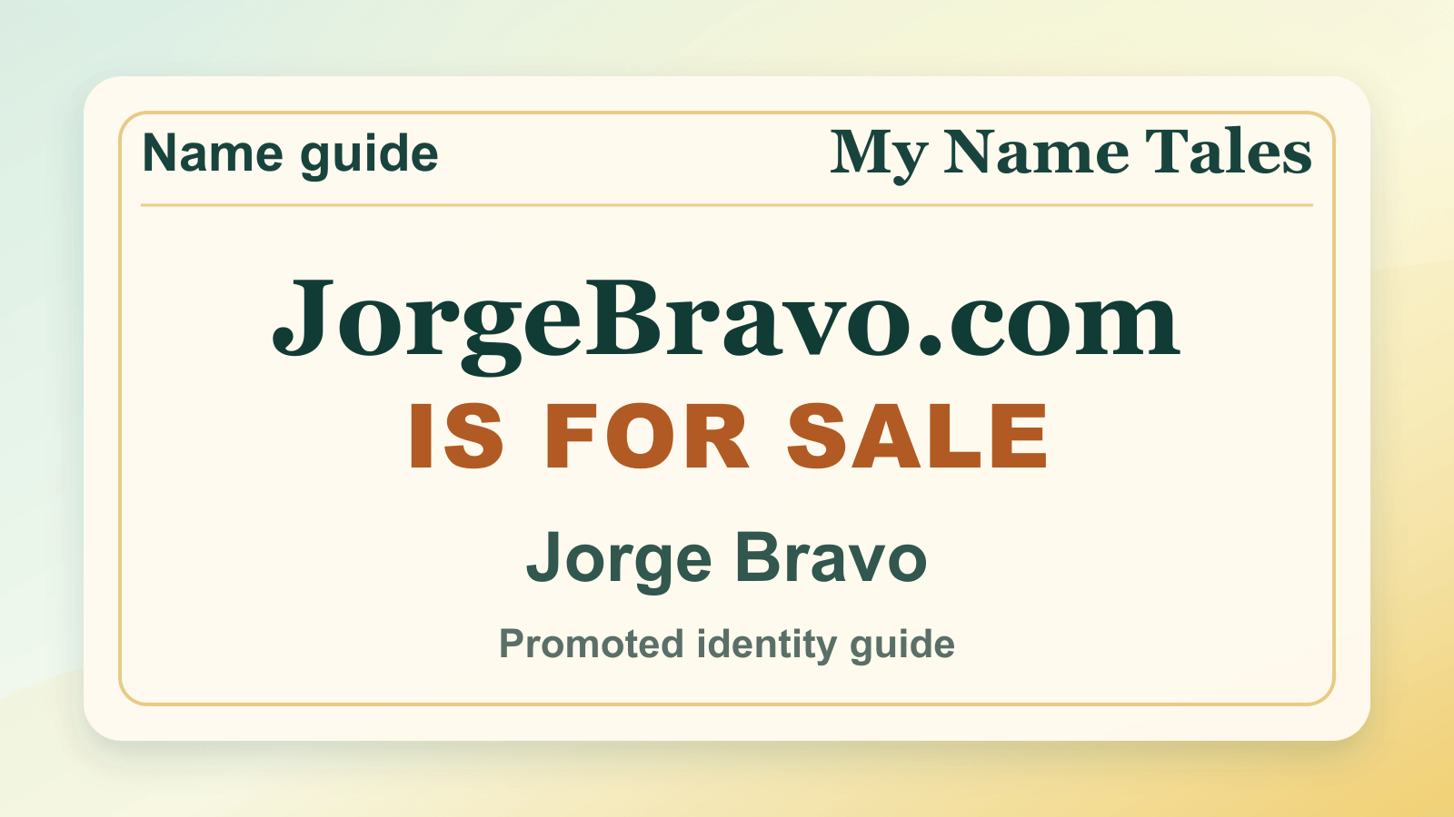 Jorge Bravo identity guide image — JorgeBravo.com is for sale