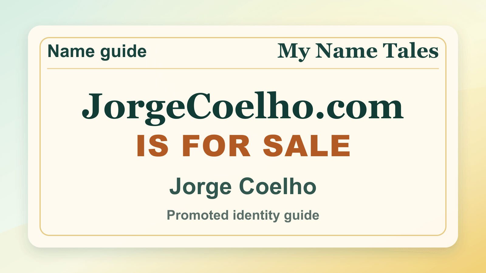 Jorge Coelho identity guide image — JorgeCoelho.com is for sale