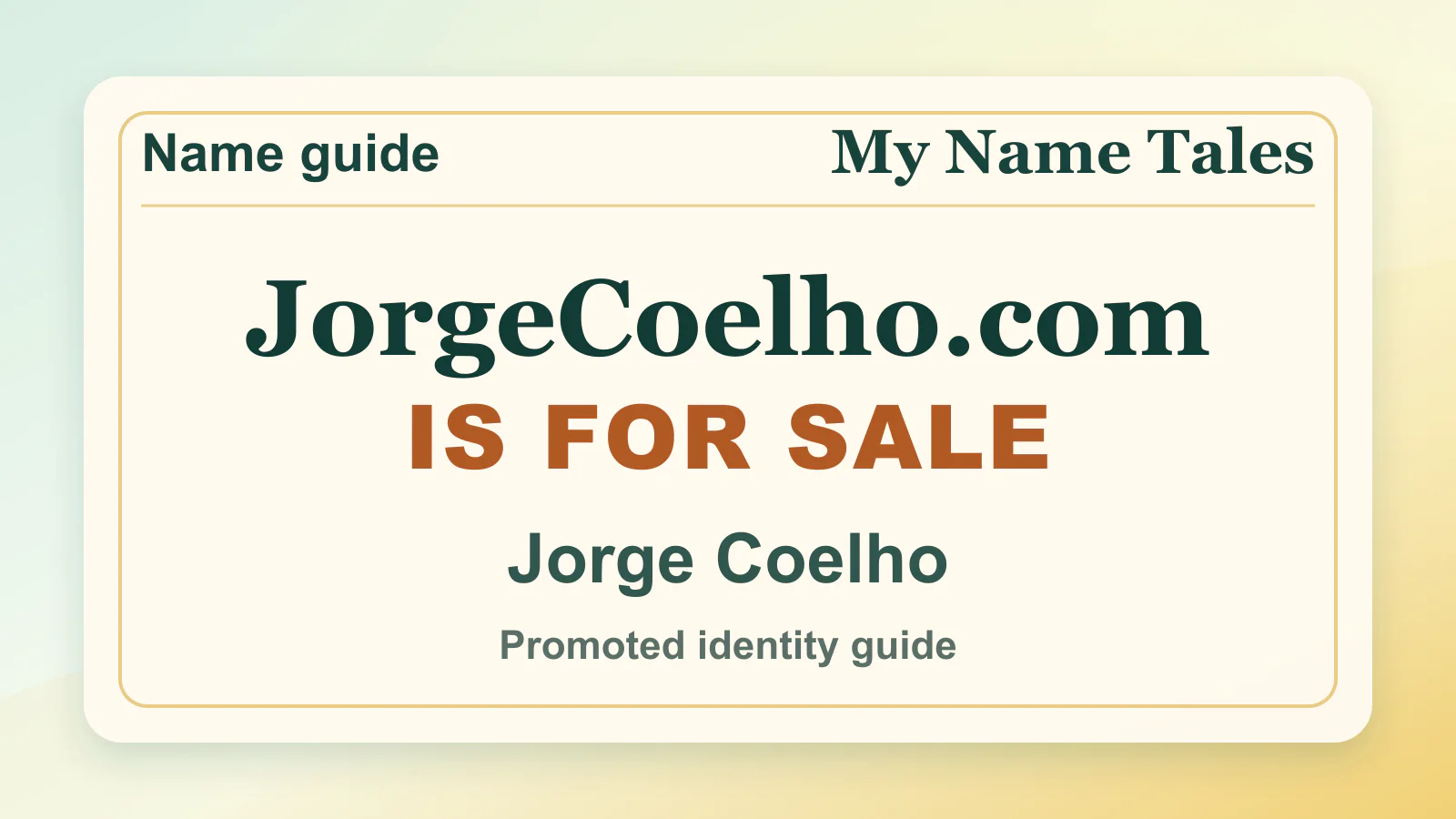 Jorge Coelho personal name guide thumbnail on My Name Tales
