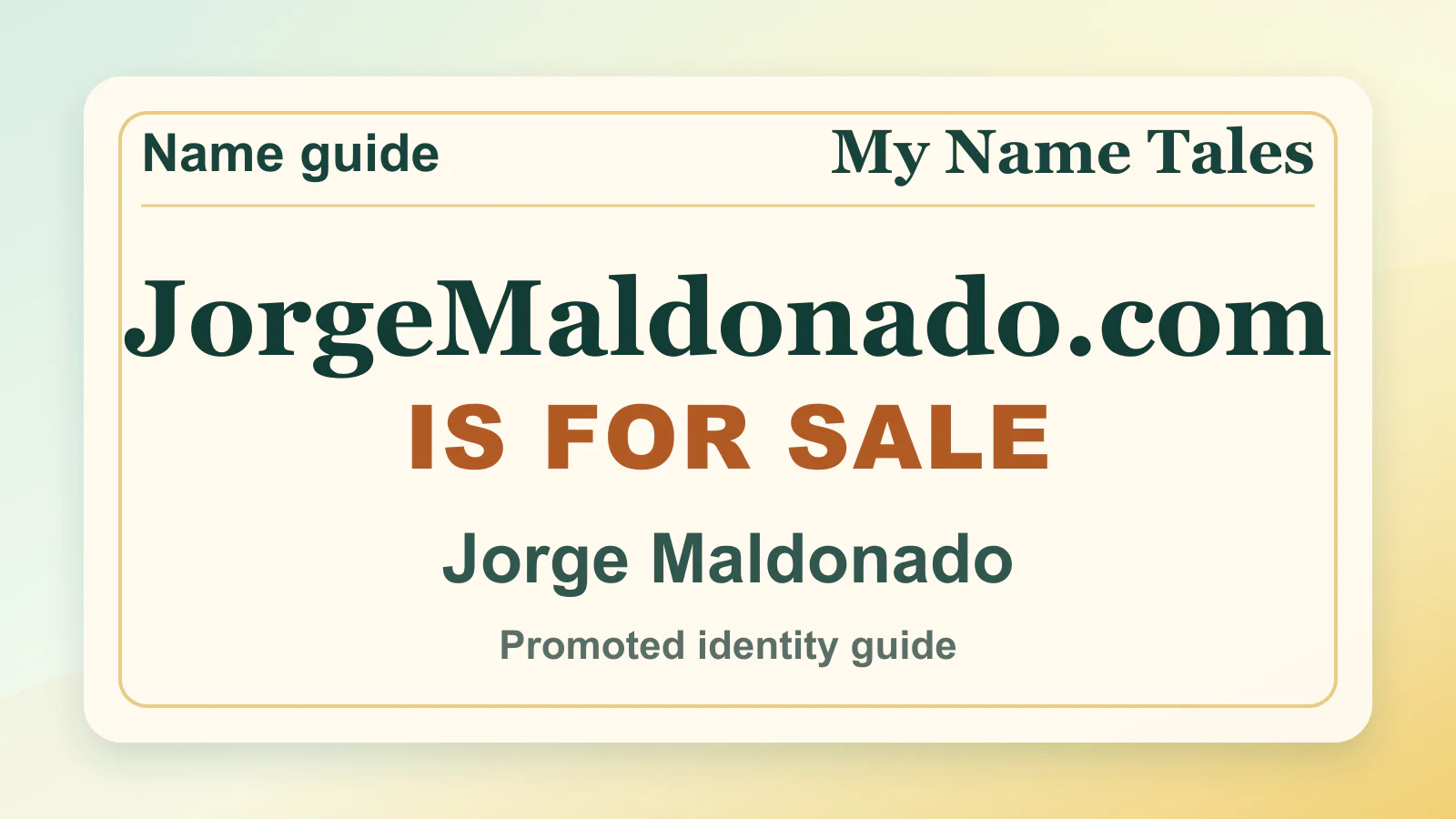 Jorge Maldonado personal name guide thumbnail on My Name Tales