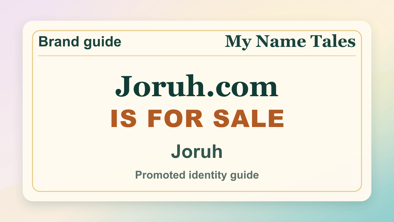 Joruh identity guide image — Joruh.com is for sale