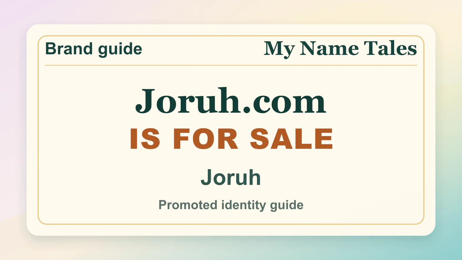 Joruh brandable domain guide thumbnail on My Name Tales
