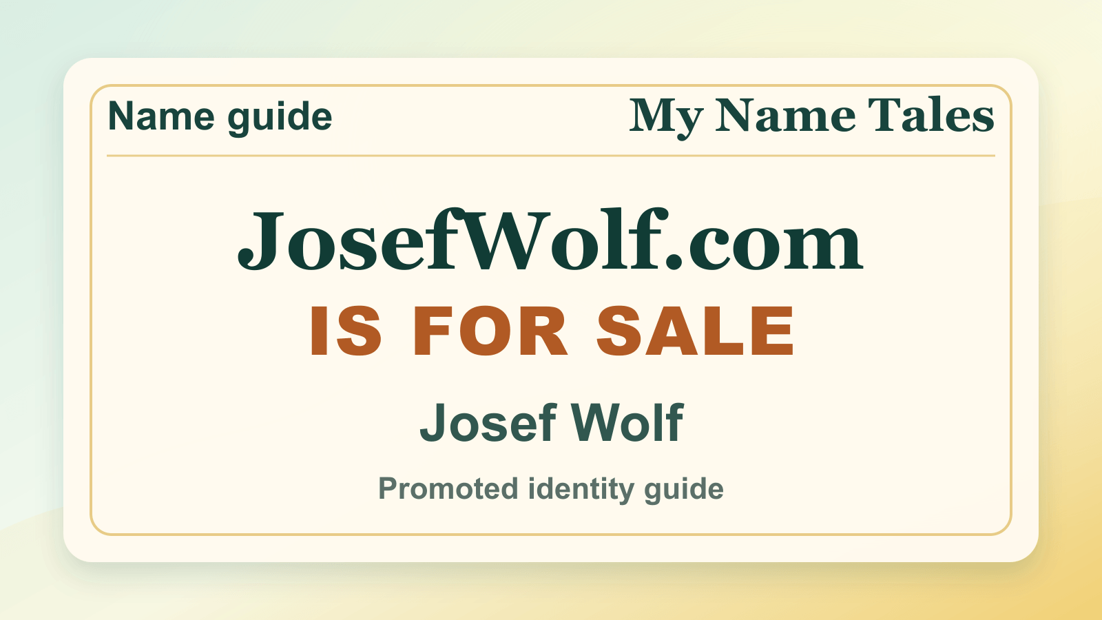 Josef Wolf identity guide image — JosefWolf.com is for sale
