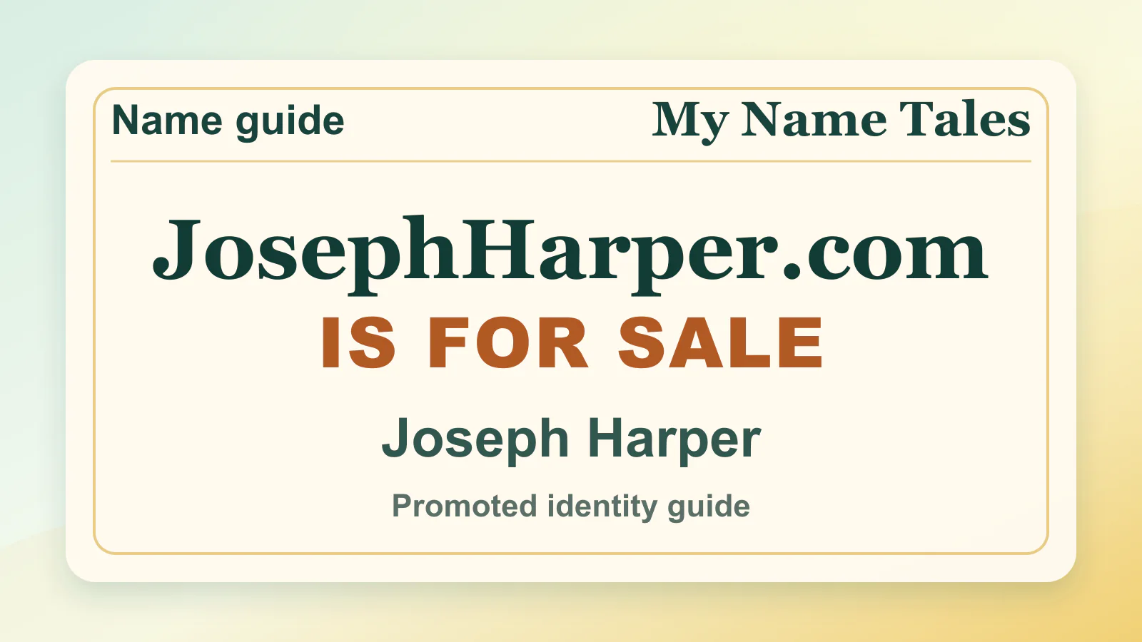 Joseph Harper personal name guide thumbnail on My Name Tales