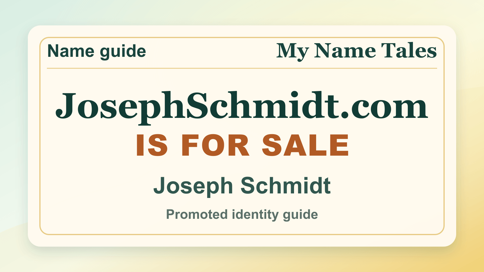 Joseph Schmidt identity guide image — JosephSchmidt.com is for sale