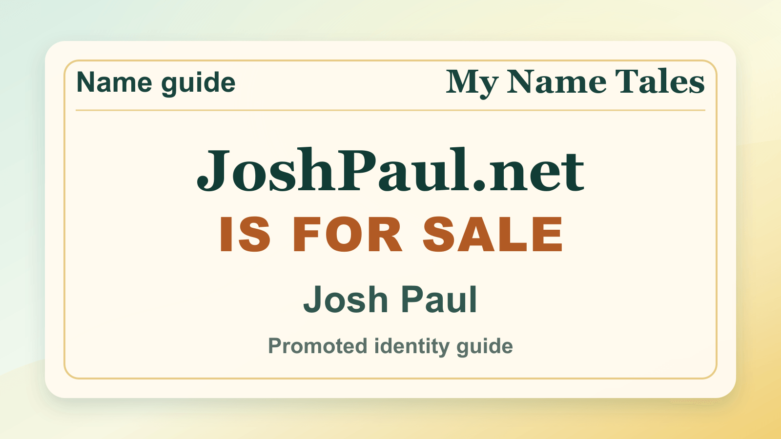 Josh Paul identity guide image — JoshPaul.net is for sale