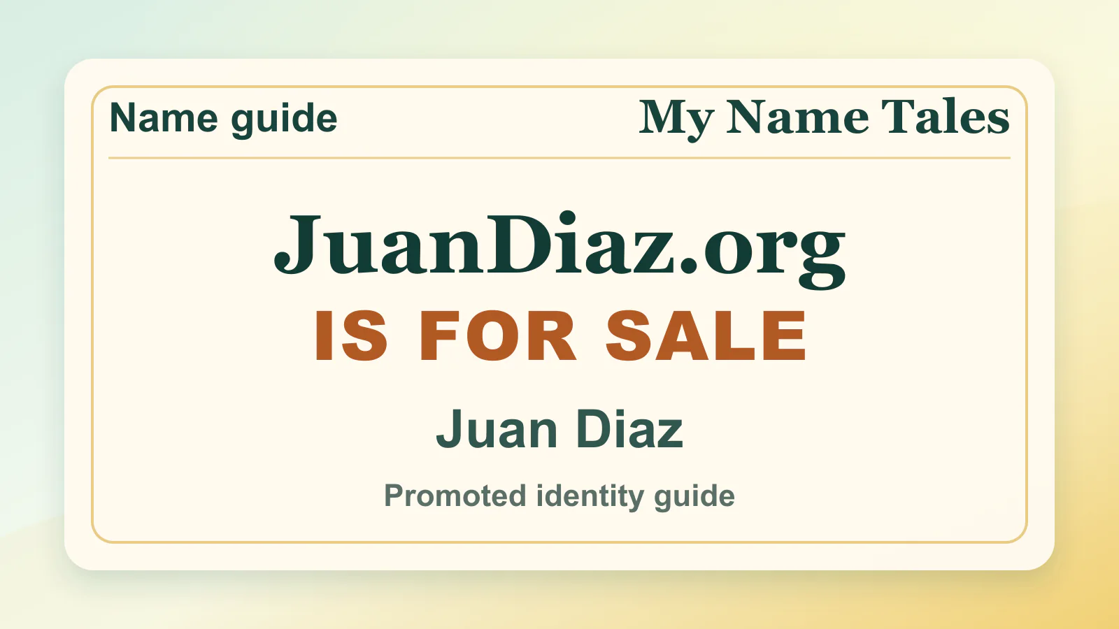 Juan Diaz personal name guide thumbnail on My Name Tales