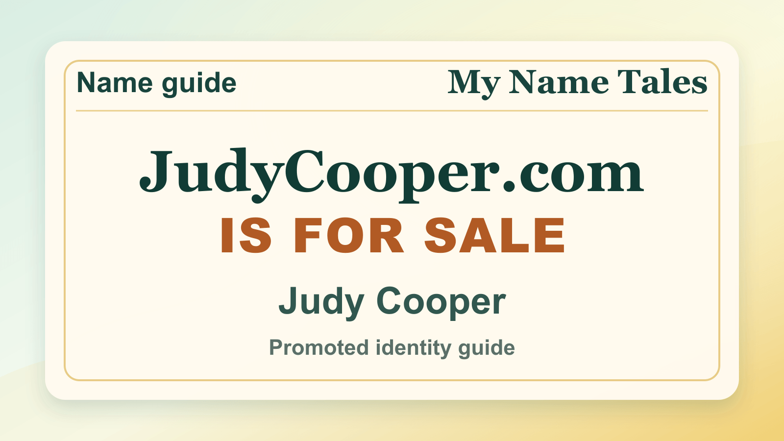 Judy Cooper identity guide image — JudyCooper.com is for sale