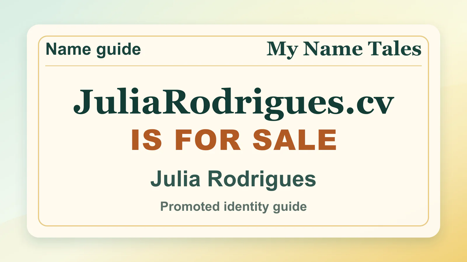 Julia Rodrigues personal name guide thumbnail on My Name Tales