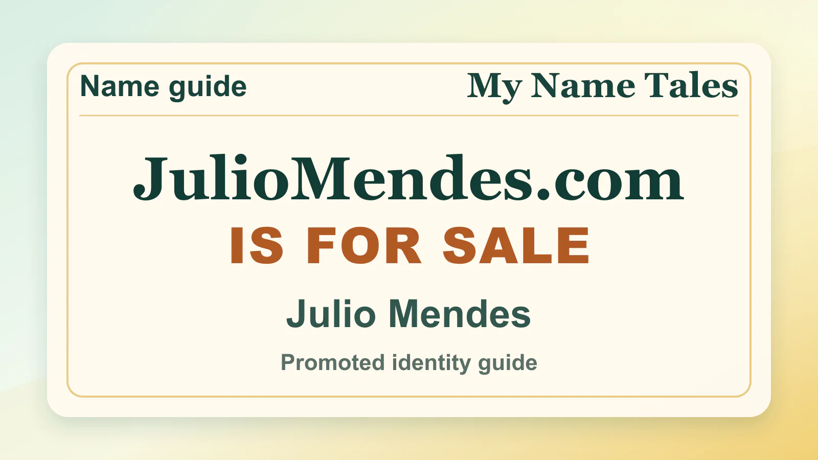 Julio Mendes personal name guide thumbnail on My Name Tales