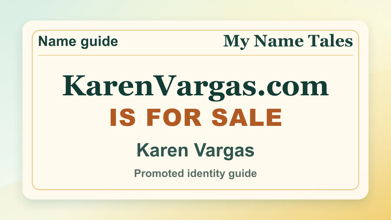 Karen Vargas personal name guide thumbnail on My Name Tales