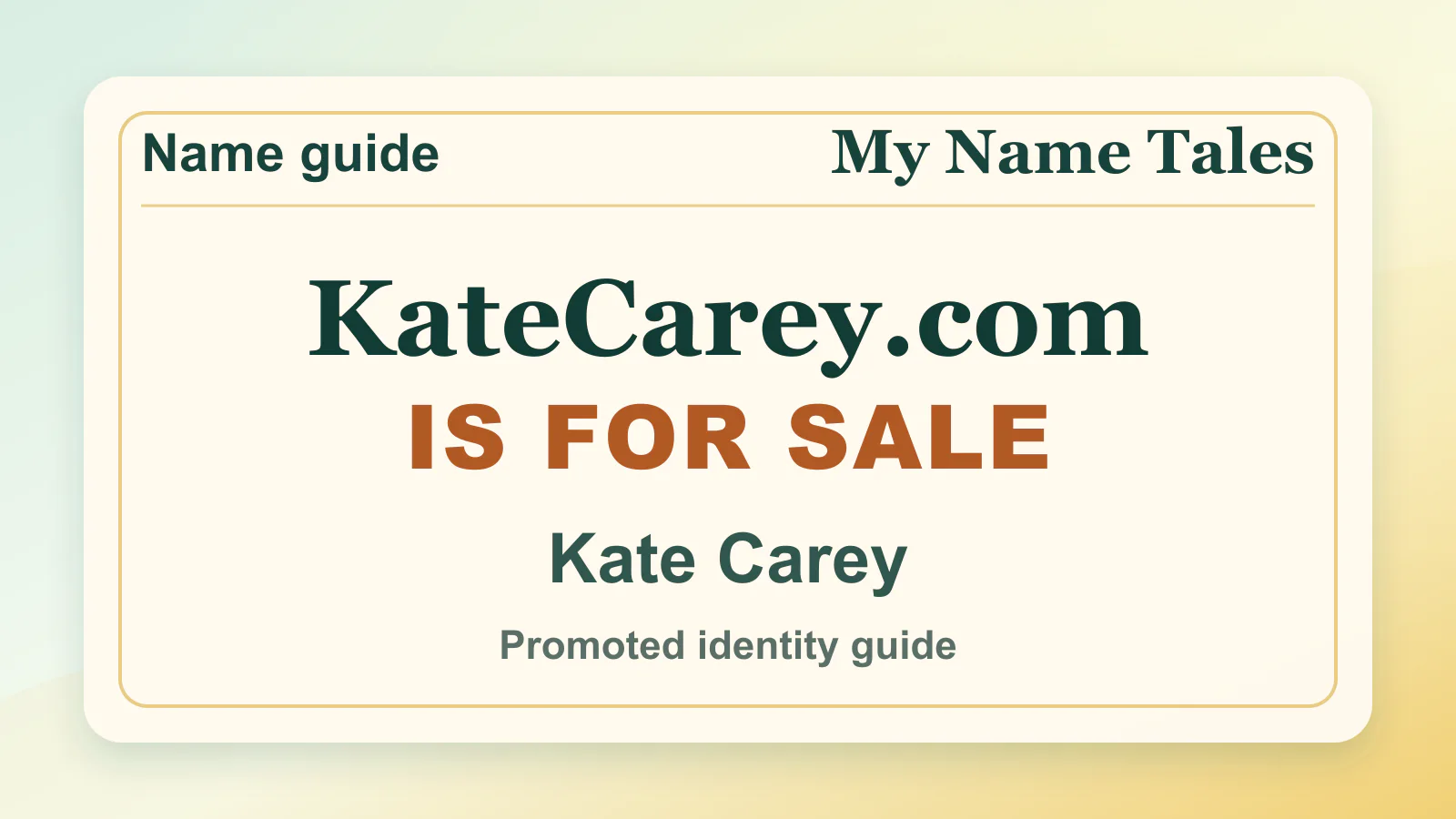 Kate Carey personal name guide thumbnail on My Name Tales