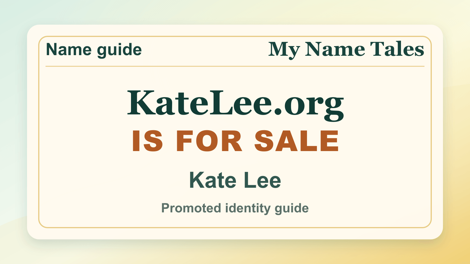 Kate Lee identity guide image — KateLee.org is for sale