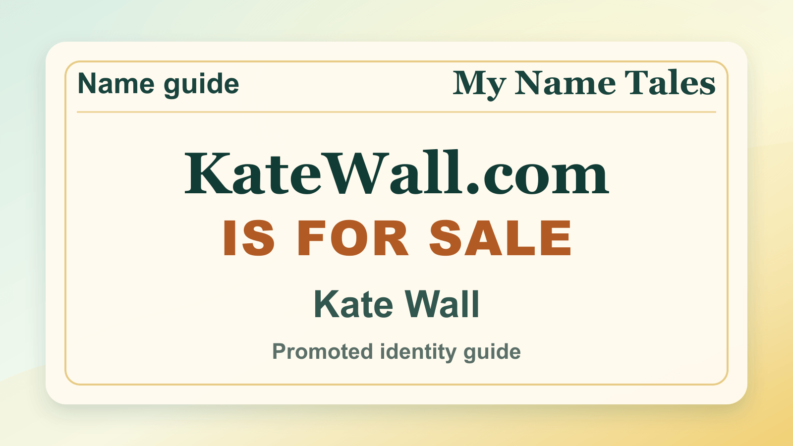 Kate Wall identity guide image — KateWall.com is for sale