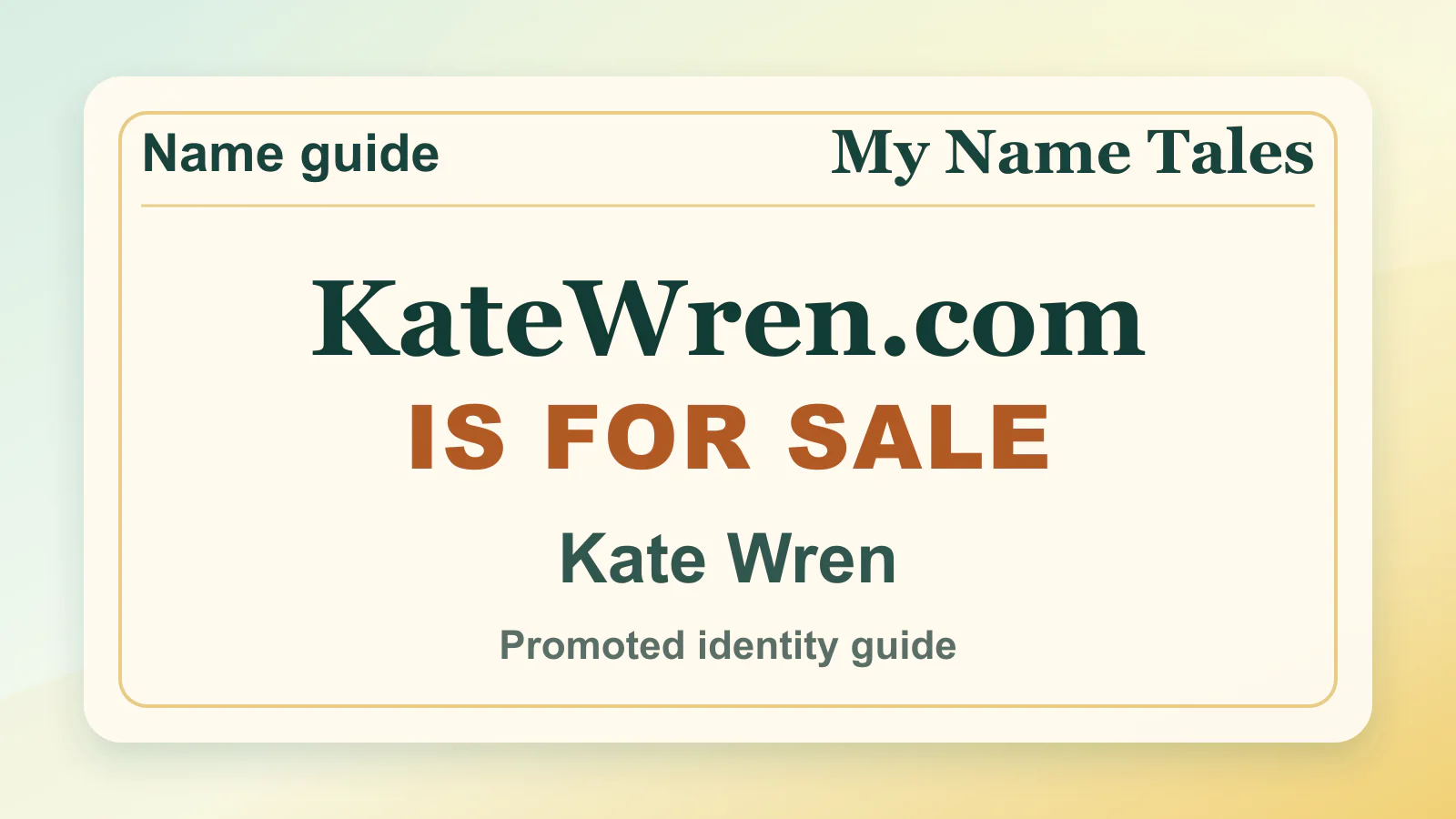 Kate Wren personal name guide thumbnail on My Name Tales