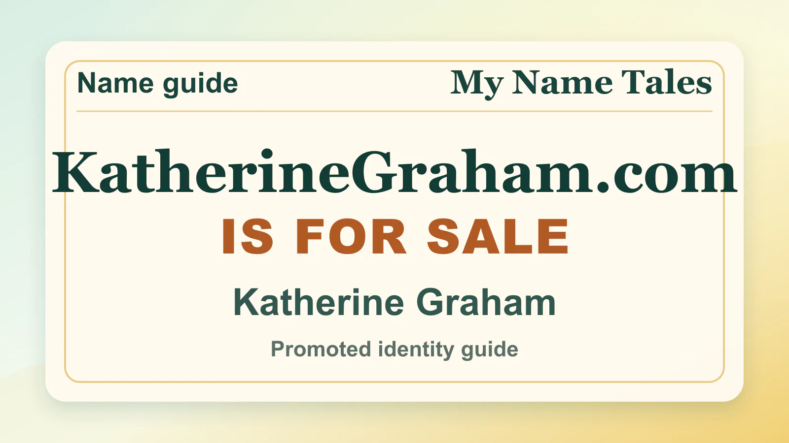 Katherine Graham personal name guide thumbnail on My Name Tales
