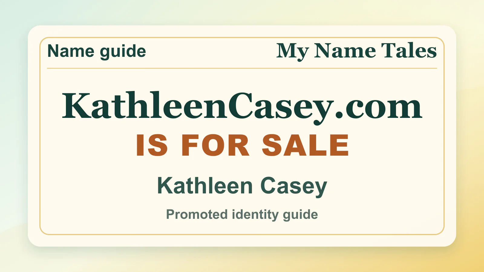 Kathleen Casey personal name guide thumbnail on My Name Tales