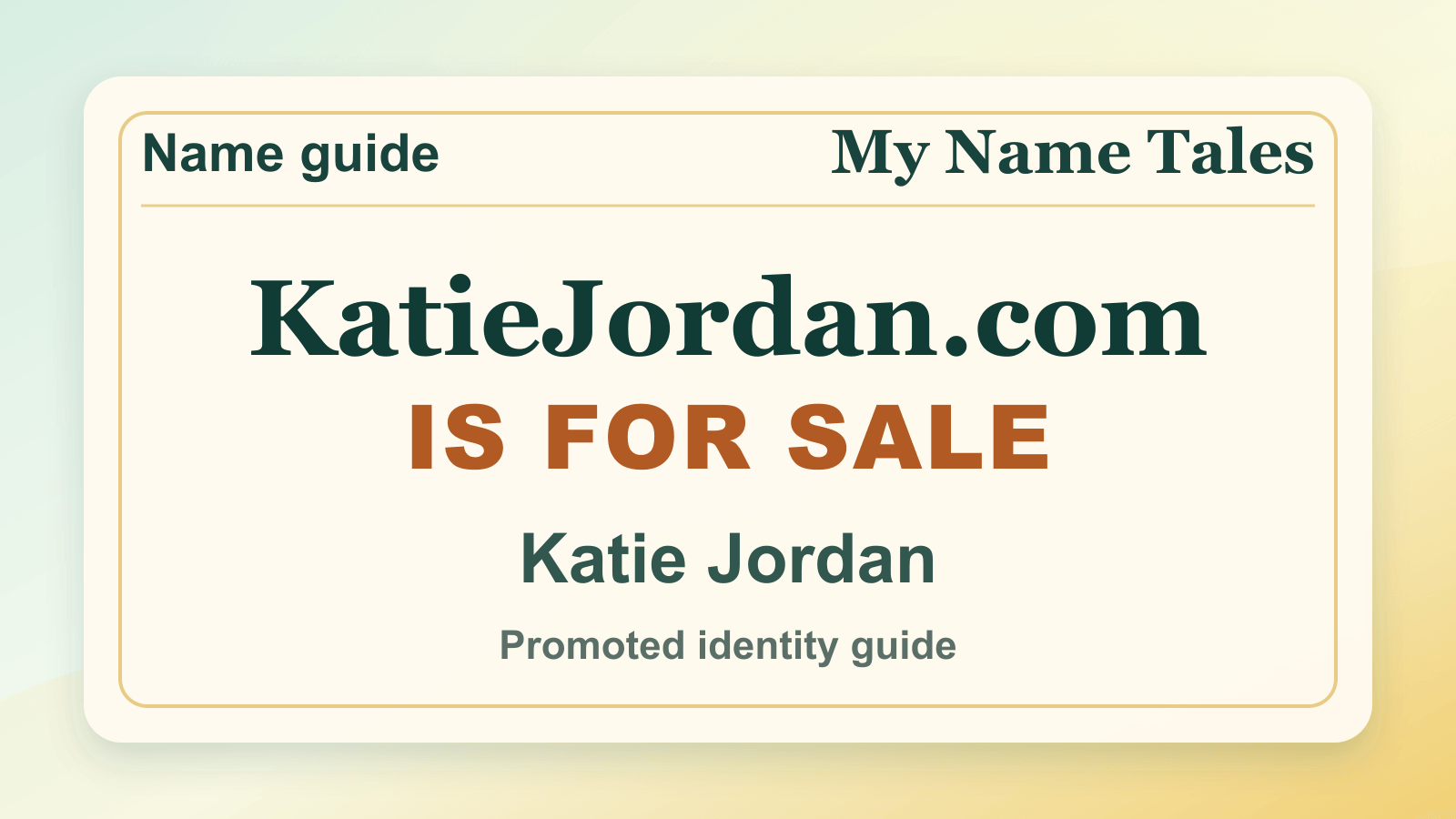 Katie Jordan identity guide image — KatieJordan.com is for sale