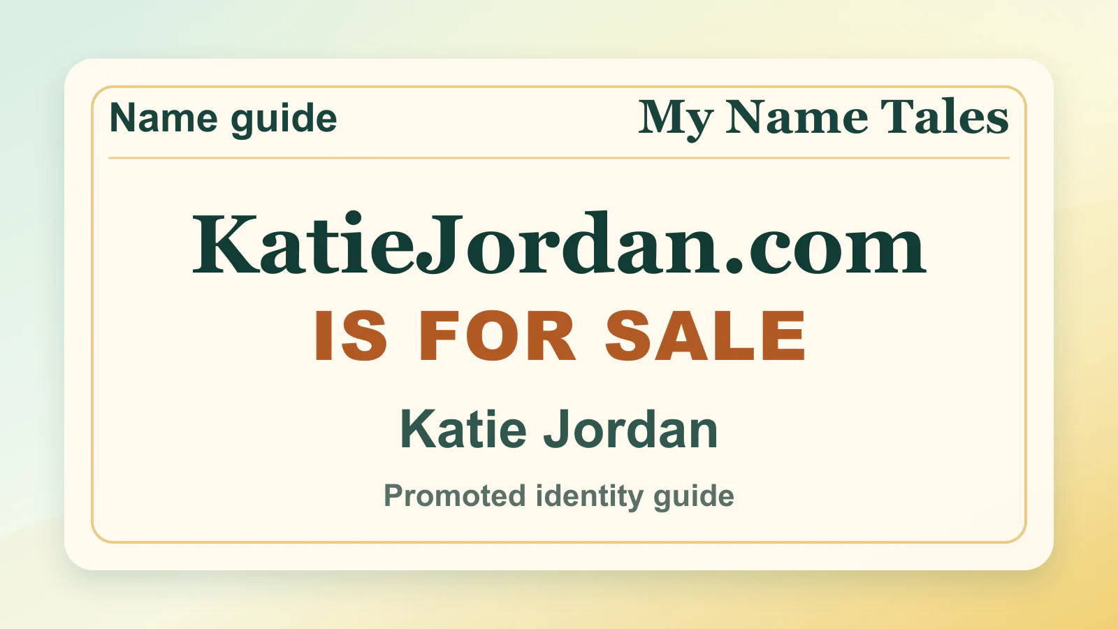 Katie Jordan personal name guide thumbnail on My Name Tales